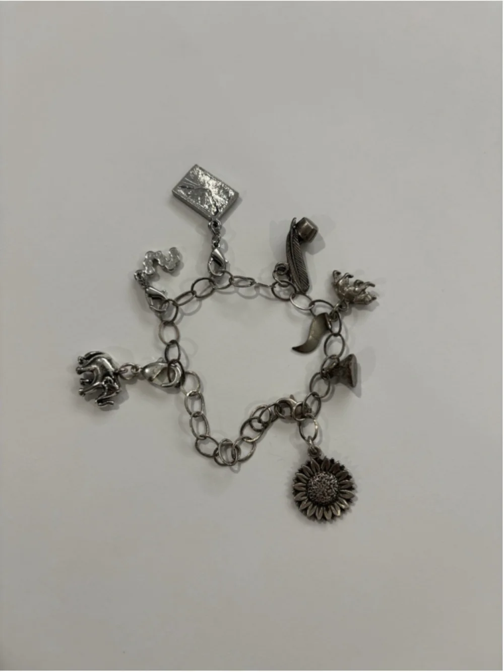 Sterling Silver Charm Bracelet H&H 925 Mixed Charms Flower Boot